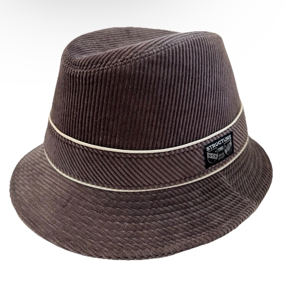 VTG Structure Fedora Trilby Style Corduroy Hat-Gray Stingy Brim Y2K Jazz Races